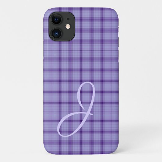 モノグラム入りおしゃれパープルチェックiPhoneケース Case-Mate iPhoneケース (裏面)