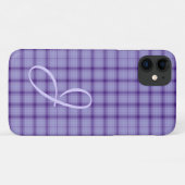 モノグラム入りおしゃれパープルチェックiPhoneケース Case-Mate iPhoneケース (裏面(横))