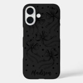 モノグラム入りおしゃれ黒グレーコケットリボン Case-Mate iPhoneケース (裏面)