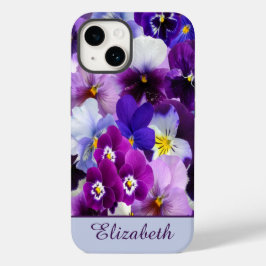 モノグラム入りすみれの花のデザイン 紫+青+白  Case-Mate iPhone 14ケース