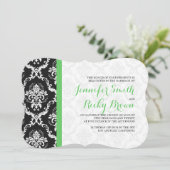 モノグラム入りのエレガントなブラック&ホワイトのウェディング 招待状 (スタンド正面)