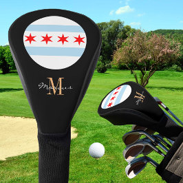 モノグラム入りのシカゴ旗柄ゴルフクラブカバー ゴルフヘッドカバー