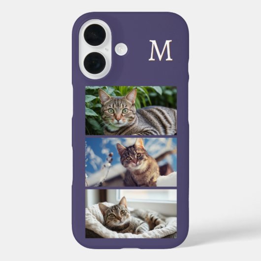 モノグラム入りの猫の写真ギャラリー ペット愛好家用バイオレットデザイン Case-Mate iPhoneケース (裏面)