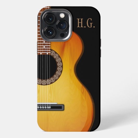 モノグラム入りアコースティックギター iPhoneケース (裏面)