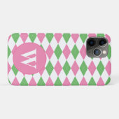 モノグラム入りアーガイル ピンク グリーン柄 Case-Mate iPhoneケース (裏面(横))
