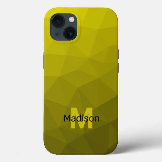 モノグラム入りイエローグラデーション幾何学メッシュパターン Case-Mate iPhoneケース (裏面)