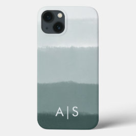 モノグラム入りイニシャルライムグリーンのスプルースオンブレ iPhone 13ケース
