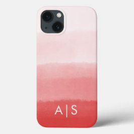 モノグラム入りイニシャル コーラルレッド×サーモンピンクグラデーション iPhone 13ケース