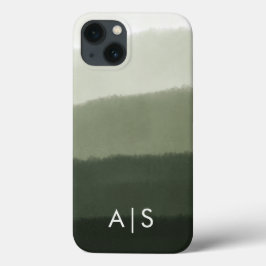 モノグラム入りイニシャル ジャングルグリーンオンブレ iPhone 13ケース