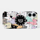 モノグラム入りイラスト 猫 iPhone 16ケース (裏面横)