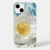 モノグラム入りエレガントでシンプルな白い花の水彩画 Case-Mate iPhoneケース (裏面)