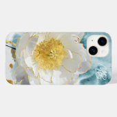 モノグラム入りエレガントでシンプルな白い花の水彩画 Case-Mate iPhoneケース (裏面 (横))