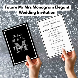モノグラム入りエレガントな結婚式の招待状 Future Mr Mrs 招待状