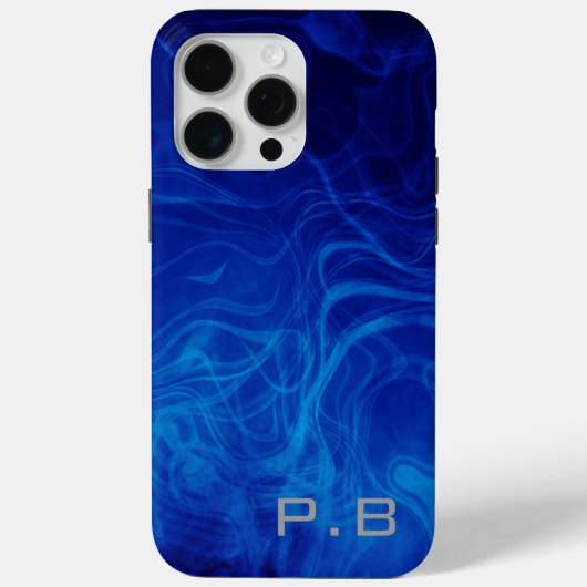 モノグラム入りエレクトリックブルー ユニークな効果 Case-Mate iPhoneケース (裏面)