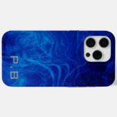 モノグラム入りエレクトリックブルー ユニークな効果 Case-Mate iPhoneケース (裏面 (横))