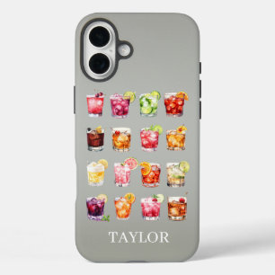モノグラム入りカクテルがいっぱい iPhone 16 PLUSケース