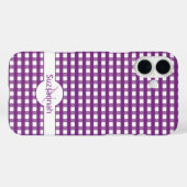 モノグラム入りカスタム パープルギンガムチェック柄 Case-Mate カバー (裏面 (横))