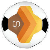 モノグラム入りカラフルな巨大なジグザグ矢羽根デザイン サッカーボール (回転)