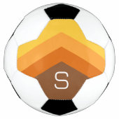 モノグラム入りカラフルな巨大なジグザグ矢羽根デザイン サッカーボール (正面)
