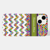 モノグラム入りカラフルハートとチェック柄 Case-Mate iPhoneケース (裏面 (横))