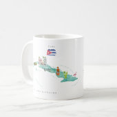 モノグラム入りキューバ水彩画マップ コーヒーマグカップ (正面左)