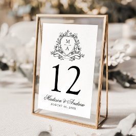 モノグラム入りクラシカルブラックフラワー Wedding テーブルナンバー