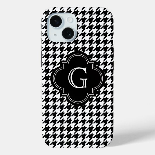 モノグラム入りクラシックブラックホワイトの千鳥格子 Case-Mate iPhoneケース (裏面)