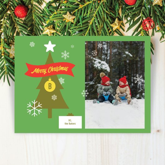 モノグラム入りクリスマスアイコン写真クリスマスカード シーズンカード
