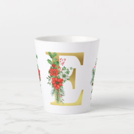 モノグラム入りクリスマスラテマグ - ゴールドレター カフェラテマグ