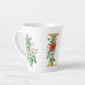 モノグラム入りクリスマスラテマグ - ゴールドレター カフェラテマグ (左アングル)