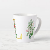 モノグラム入りクリスマスラテマグ - ゴールドレター カフェラテマグ (右アングル)