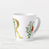 モノグラム入りクリスマスラテマグ - ゴールドレター カフェラテマグ (右アングル)