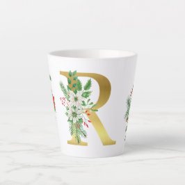 モノグラム入りクリスマスラテマグ - ゴールドレター カフェラテマグ