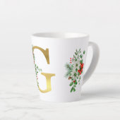 モノグラム入りクリスマスラテマグ - ゴールドレター カフェラテマグ (右アングル)