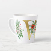 モノグラム入りクリスマスラテマグ - ゴールドレター カフェラテマグ (左アングル)