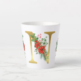 モノグラム入りクリスマスラテマグ - ゴールドレター カフェラテマグ