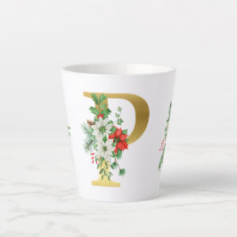 モノグラム入りクリスマスラテマグ - ゴールドレター カフェラテマグ