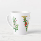 モノグラム入りクリスマスラテマグ - ゴールドレター カフェラテマグ (左アングル)