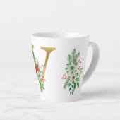 モノグラム入りクリスマスラテマグ - ゴールドレター カフェラテマグ (右アングル)
