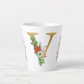 モノグラム入りクリスマスラテマグ - ゴールドレター カフェラテマグ (正面)