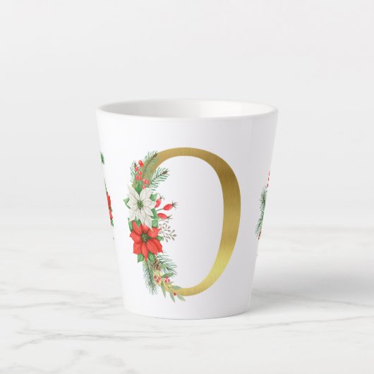 モノグラム入りクリスマスラテマグ - ゴールドレター カフェラテマグ (正面)