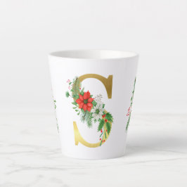 モノグラム入りクリスマスラテマグ - ゴールドレター カフェラテマグ