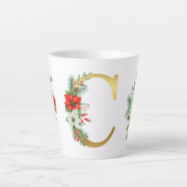 モノグラム入りクリスマスラテマグ - ゴールドレター カフェラテマグ