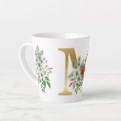 モノグラム入りクリスマスラテマグ - ゴールドレター カフェラテマグ (左アングル)