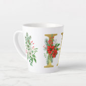 モノグラム入りクリスマスラテマグ - ゴールドレター カフェラテマグ (左アングル)