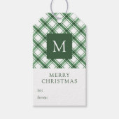 モノグラム入りグリーン クリスマス ギフトタグ (正面)