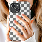 モノグラム入りグレーとホワイトの市松模様 Case-Mate iPhoneケース