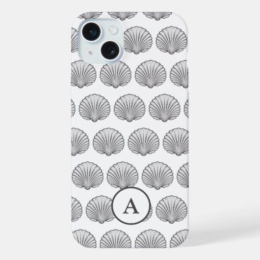 モノグラム入りグレーシェルパターン iPhoneケース (裏面)