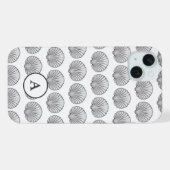 モノグラム入りグレーシェルパターン iPhoneケース (裏面横)