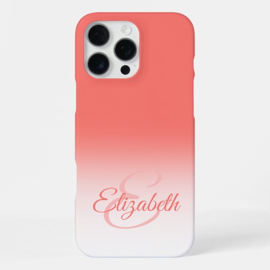モノグラム入りサンゴグラデーションイニシャル名入れデザイン iPhoneケース (裏面)
